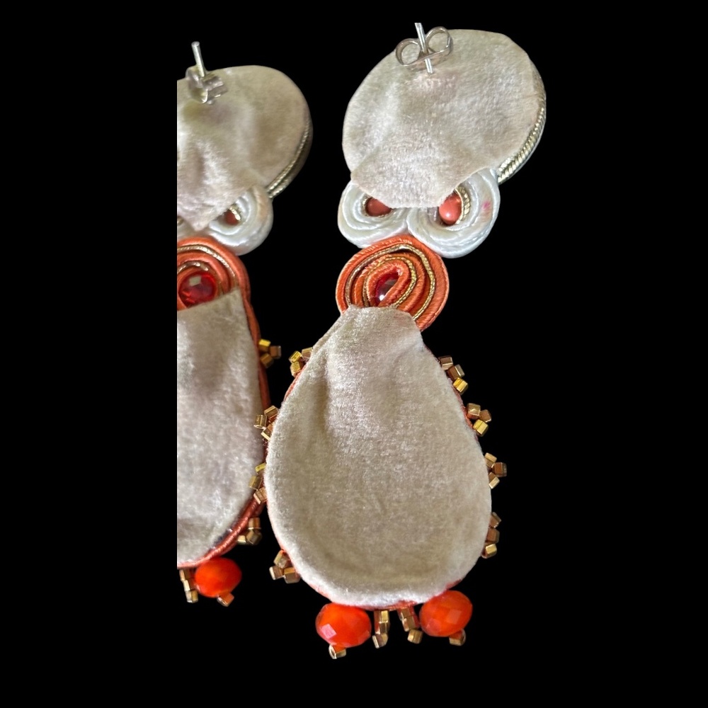 Bohemian Statement Drop Earrings Soutache Shell D… - image 5